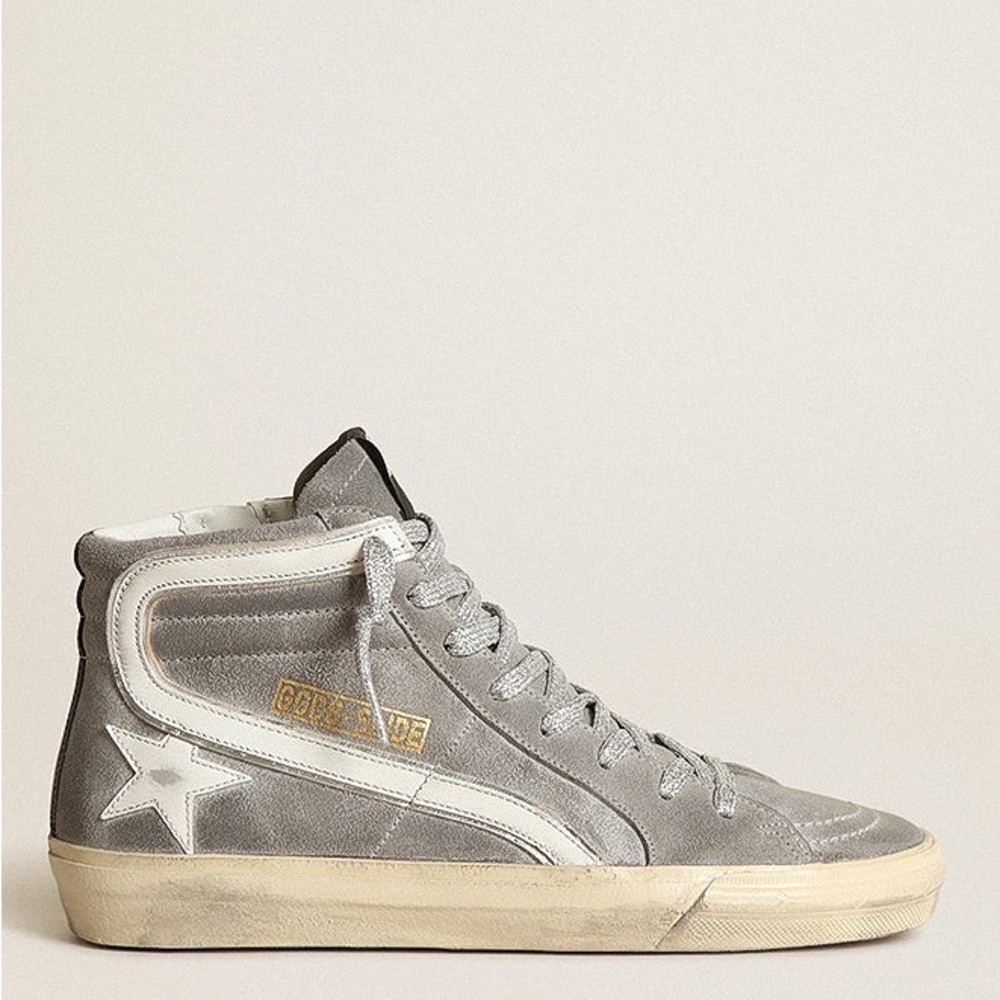Golden Goose Women's Slide High Top Sneaker Mud White Black Silver
